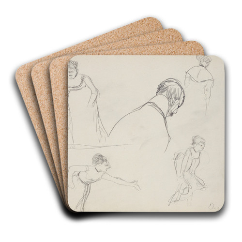 Five Rapid Sketches by Edgar Degas Art Drink Coaster set