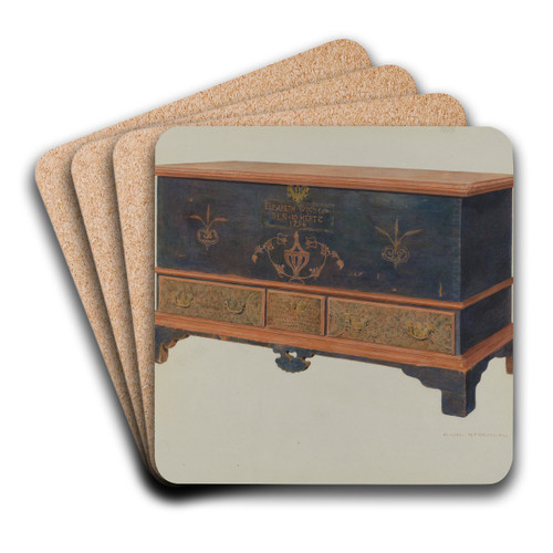 Pa. German Chest by Carl Strehlau Art Drink Coaster set