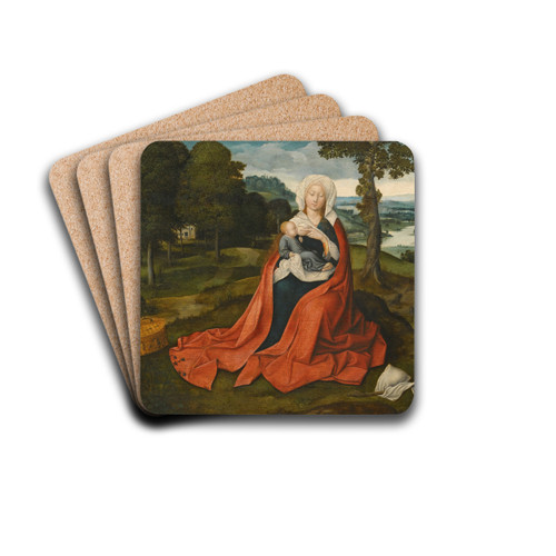 Virgin And Child Seated Before An Extensive Landscape by Workshop of Joachim Patinir Drink Coasters - set of 4