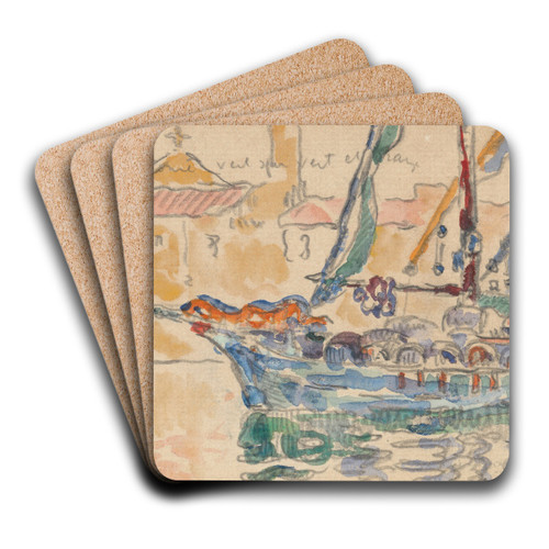 Saint-Tropez. Les tartanes by Paul Signac Art Drink Coaster set Saint-Tropez. Les tartanes by Paul Signac Art Drink Coaster set