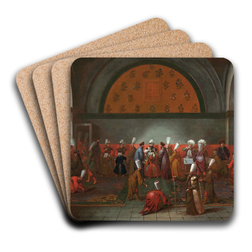 The Meal in Honour of Ambassador Cornelis Calkoen by Jean Baptiste Vanmour Art Drink Coaster set The Meal in Honour of Ambassador Cornelis Calkoen by Jean Baptiste Vanmour Art Drink Coaster set