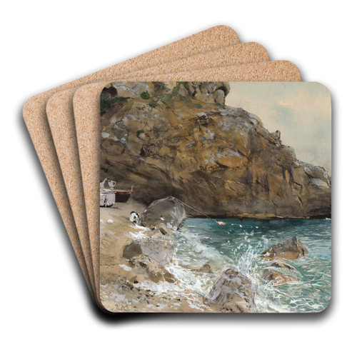 The Beach at Marina Piccola,Capri by Franz Skarbina Art Drink Coaster set