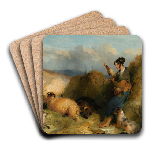 Lassie Herding Sheep by Sir Edwin Henry Landseer Art Drink Coaster set