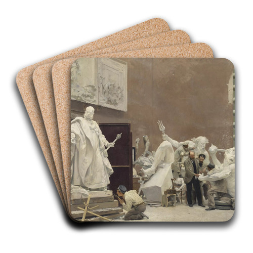 The sculptor Rudolf Weyr in his studio by Hans Temple Art Drink Coaster set