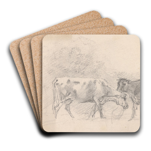 Two Cows Grazing by Sawrey Gilpin Art Drink Coaster set Two Cows Grazing by Sawrey Gilpin Art Drink Coaster set
