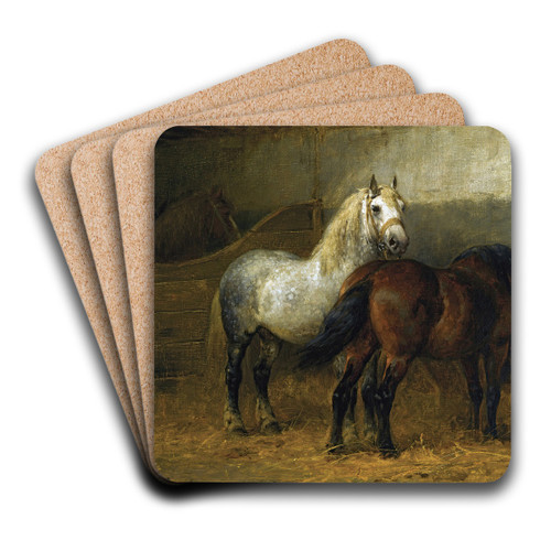 Horses in stable by Otto Eerelman Art Drink Coaster set
