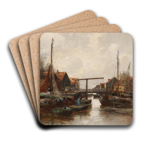In The Harbour by Adolf Kaufmann Art Drink Coaster set