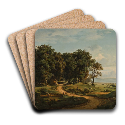 Danish Landscape by Julius Hellesen Art Drink Coaster set