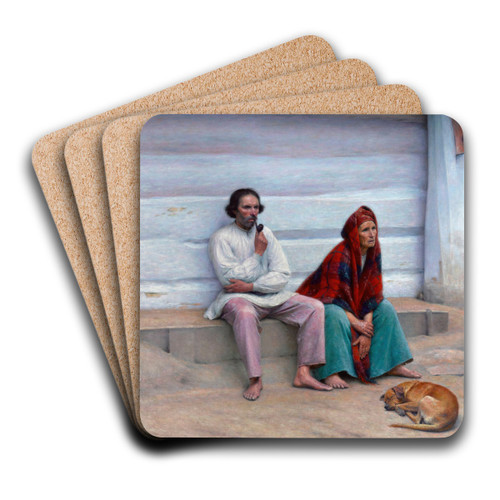 Peasant coffin by Aleksander Gierymski Art Drink Coaster set