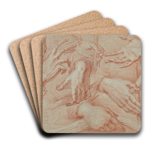 Study of Hands by Daniele Crespi Art Drink Coaster set Study of Hands by Daniele Crespi Art Drink Coaster set