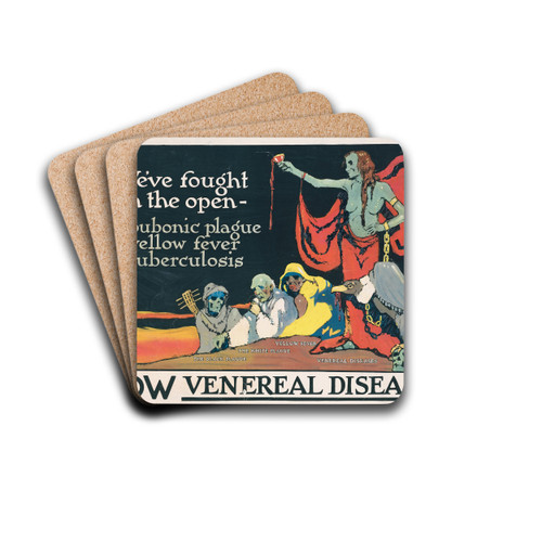 We've fought in the open - bubonic plague, yellow fever, tuberculosis-now venereal diseases by Horace Devitt Welsh Drink Coasters - set of 4
