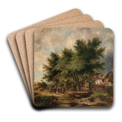 Returning from the Hay Harvest by Dominik Schuhfried Art Drink Coaster set