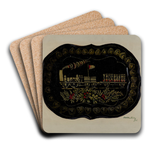 Toleware Tin Tray by Eugene Shellady Art Drink Coaster set Toleware Tin Tray by Eugene Shellady Art Drink Coaster set