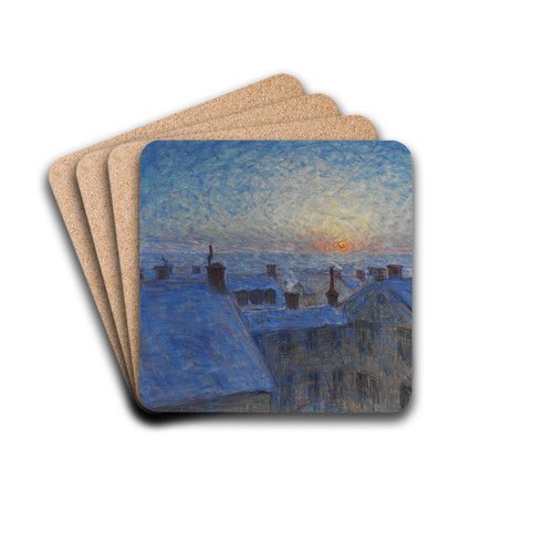 Sunrise over the Rooftops. Motif from Stockholm by Eugne Jansson Drink Coasters - set of 4