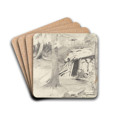 Hut in the Forest by Gustav Wentzel Drink Coasters - set of 4