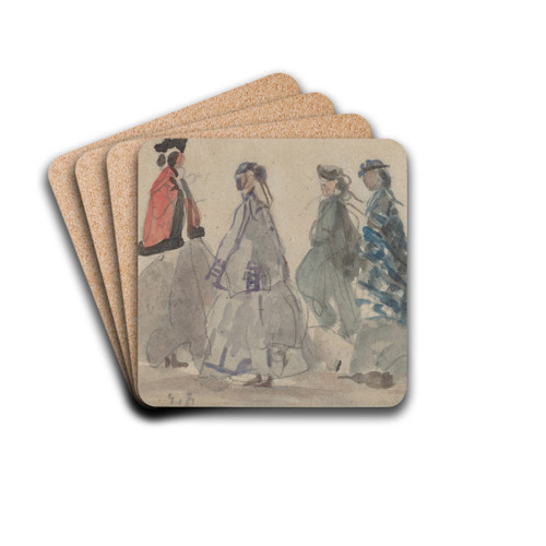 Four Women at Trouville by Eugne Boudin Drink Coasters - set of 4