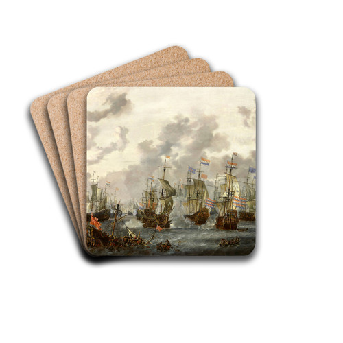 The Four Days Battle by Abraham Storck Drink Coasters - set of 4
