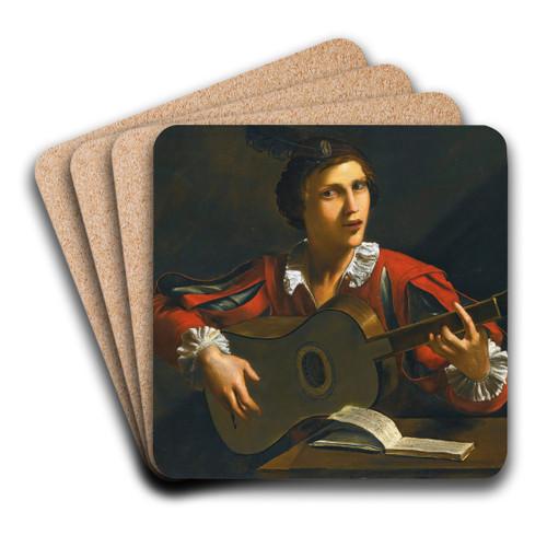 AGuitar-Player Seated In An Interior by Pietro Paolini Art Drink Coaster set