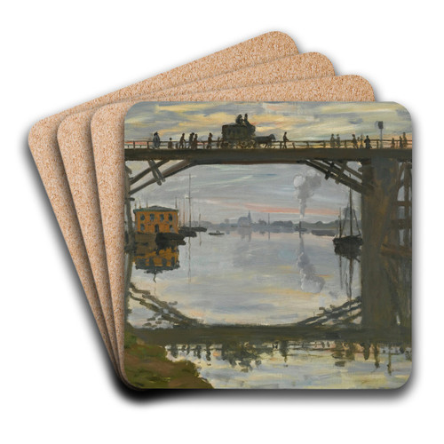 Le Pont De Bois by Claude Monet Art Drink Coaster set