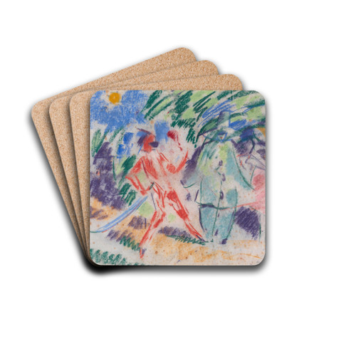 Harlequin and Columbine by Rik Wouters Drink Coasters - set of 4 Harlequin and Columbine by Rik Wouters Drink Coasters - set of 4