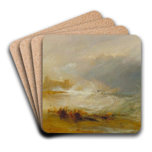 Wreckers - Coast of Northumberland, with a Steam-Boat Assisting a Ship off Shore by Joseph Mallord William Turner Art Drink Coaster set