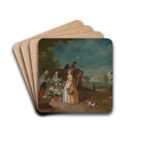 The Vegetable Seller by Pieter Angillis Drink Coasters - set of 4 The Vegetable Seller by Pieter Angillis Drink Coasters - set of 4