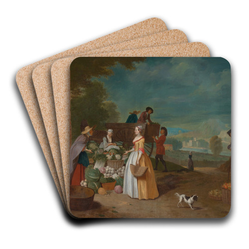The Vegetable Seller by Pieter Angillis Art Drink Coaster set The Vegetable Seller by Pieter Angillis Art Drink Coaster set