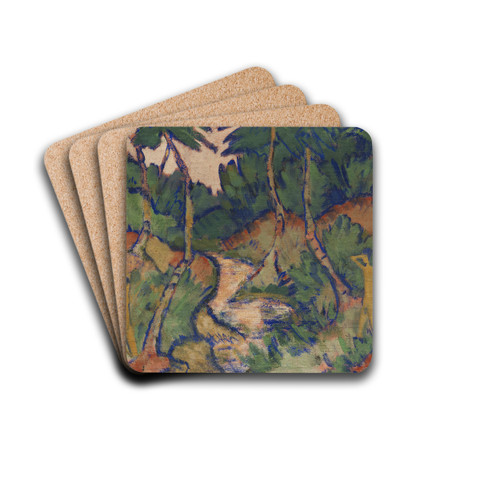 Badende in Landschaft by Otto Mueller Drink Coasters - set of 4 Badende in Landschaft by Otto Mueller Drink Coasters - set of 4