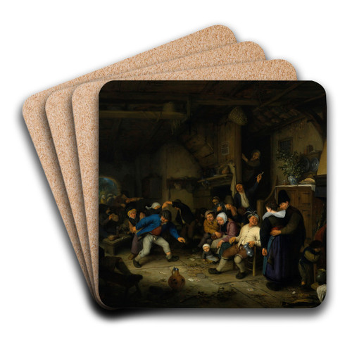 Peasants Dancing in a Tavern by Adriaen van Ostade Art Drink Coaster set