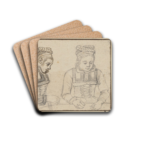 Brustbild eines Mdchens im Profil und von vorne by Hendrick Avercamp Drink Coasters - set of 4 Brustbild eines Mdchens im Profil und von vorne by Hendrick Avercamp Drink Coasters - set of 4