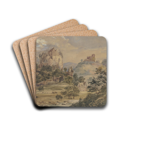 Schlo Eltz an der Mosel by Julius Hbner Drink Coasters - set of 4 Schlo Eltz an der Mosel by Julius Hbner Drink Coasters - set of 4