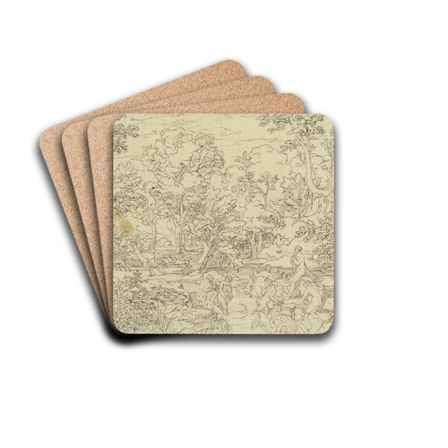 Landschaft mit Diana und Akton. by Joseph Anton Koch Drink Coasters - set of 4