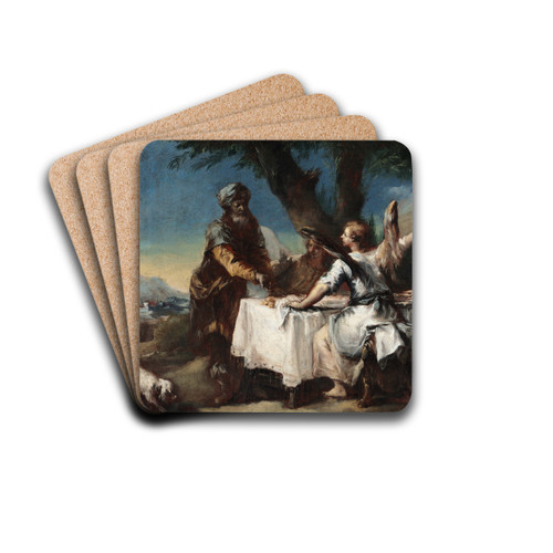 Abraham Welcoming the Three Angels by Francesco Guardi Drink Coasters - set of 4 Abraham Welcoming the Three Angels by Francesco Guardi Drink Coasters - set of 4