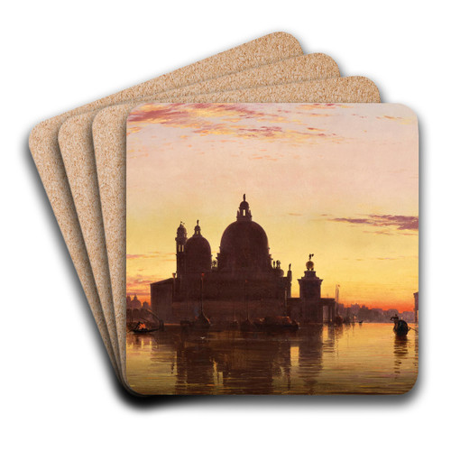 Venice, Santa Maria della Salute at Sunset by Edward William Cooke Art Drink Coaster set