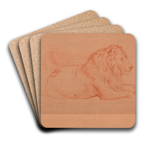 tude de lion couch by Jacques-Raymond Brascassat Art Drink Coaster set