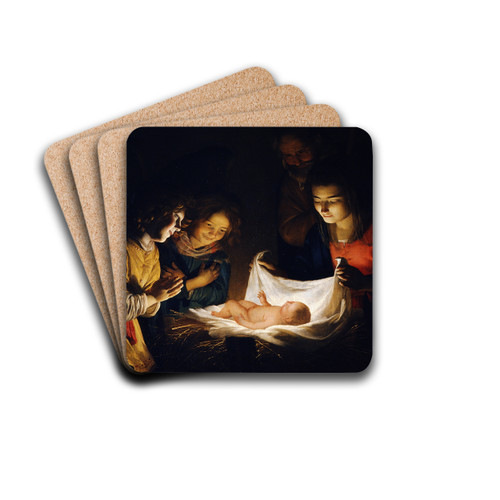 Adoration of the Child by Gerard van Honthorst Drink Coasters - set of 4
