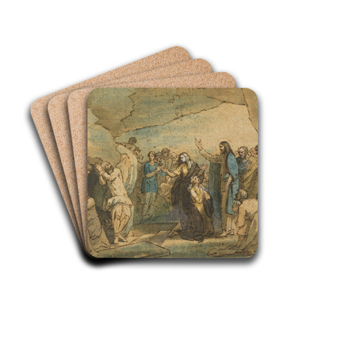 The Raising of Lazarus by Benjamin West Drink Coasters - set of 4 The Raising of Lazarus by Benjamin West Drink Coasters - set of 4