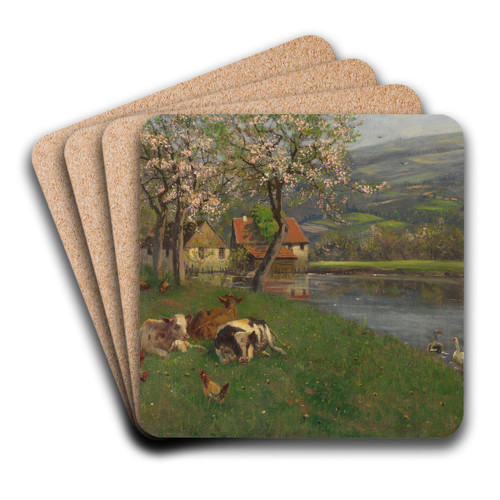 Sommertag am See by Adolf Lins Art Drink Coaster set