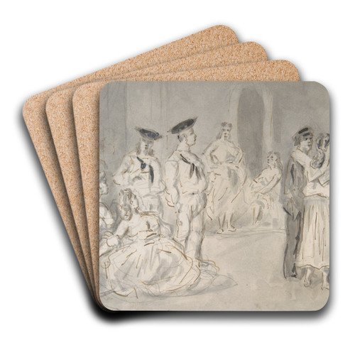 Sailors and Women by Constantin Guys Art Drink Coaster set