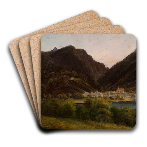 View of the city in the valley by Jan Nepomucen Glowacki Art Drink Coaster set