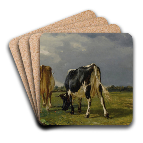 Cows In A Pasture by Constant Troyon Art Drink Coaster set