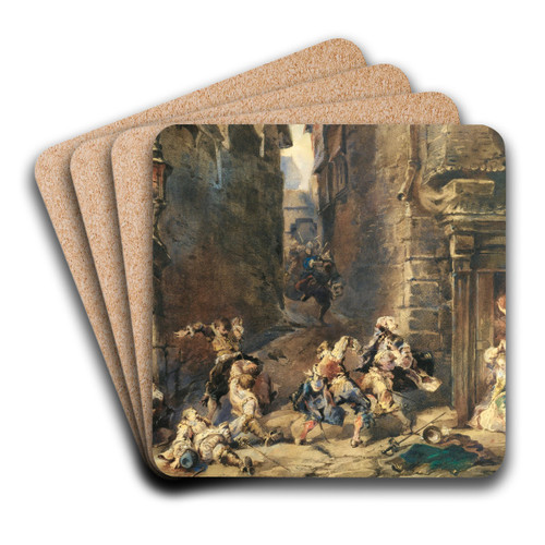 La rixe by Eugne Isabey Art Drink Coaster set La rixe by Eugne Isabey Art Drink Coaster set