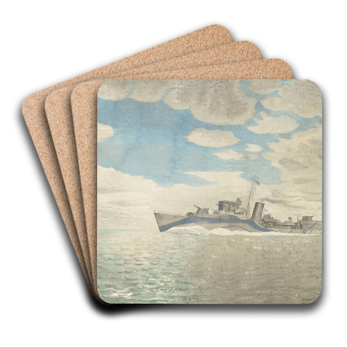 HMS Tetcott by Eric Ravilious Art Drink Coaster set