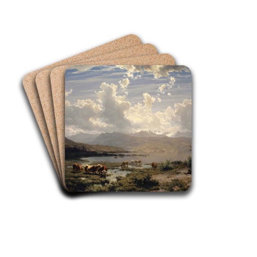 Landscape at Lake of Lucerne by Robert Znd Drink Coasters - set of 4