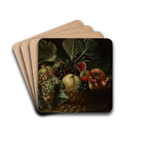 Basket of Fruit by Bartolomeo Cavarozzi Drink Coasters - set of 4