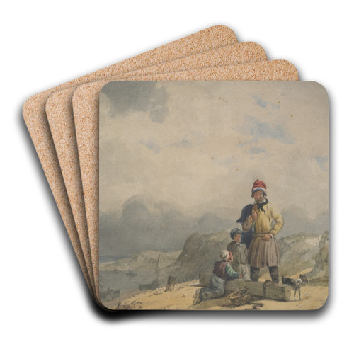 Figure on the seashore by Thomas Cafe Art Drink Coaster set Figure on the seashore by Thomas Cafe Art Drink Coaster set