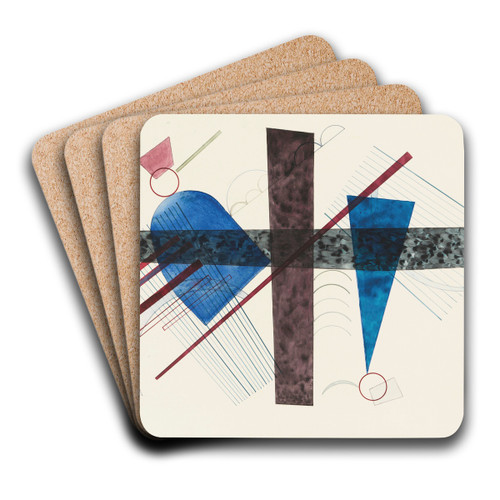 Blau in Rund und Spitz by Wassily Kandinsky Art Drink Coaster set