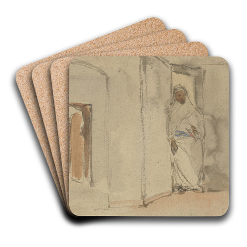 Arab in front of his house by Eugne Delacroix Art Drink Coaster set
