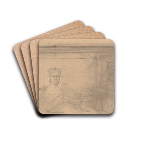 The Upper Part of the Sketch to the Portrait of Emilia Wodkowska by Jzef Simmler Drink Coasters - set of 4 The Upper Part of the Sketch to the Portrait of Emilia Wodkowska by Jzef Simmler Drink Coasters - set of 4