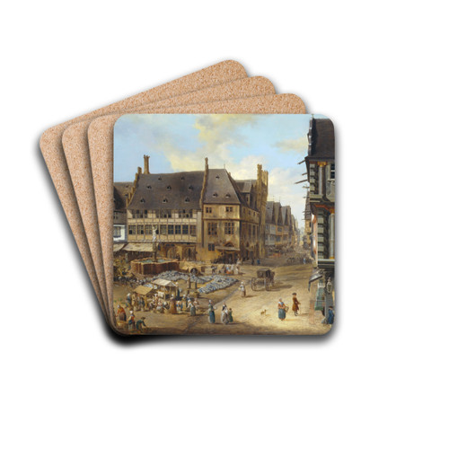 The Liebfrauenberg in Frankfurt by Christian Georg Schtz the elder Drink Coasters - set of 4